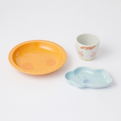 【瀬戸焼】ケランケラン 北風と太陽セット イエロー【セラミック・ジャパン】子ども用食器