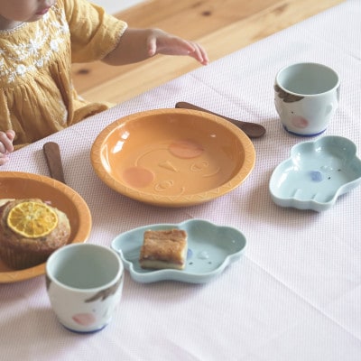 【瀬戸焼】ケランケラン 北風と太陽セット イエロー【セラミック・ジャパン】子ども用食器