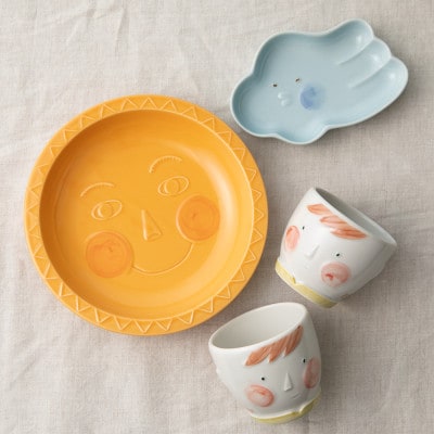 【瀬戸焼】ケランケラン 北風と太陽セット イエロー【セラミック・ジャパン】子ども用食器