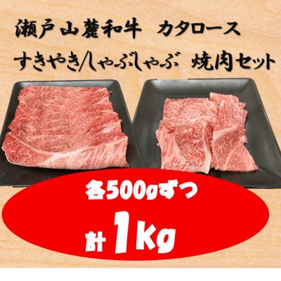 瀬戸山麓和牛カタロース　すきやき/しゃぶしゃぶ、焼肉セット計1kg