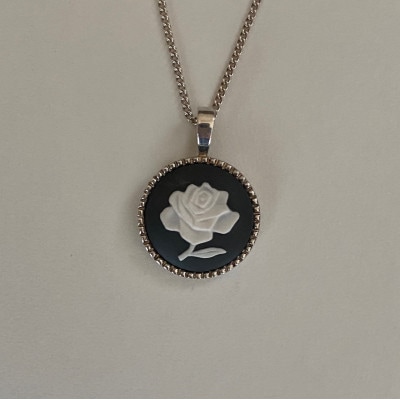 【ROUND】 バラシルバーペンダント　ブラック