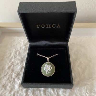 【ROUND】 スミレシルバーペンダント　モスグリーン