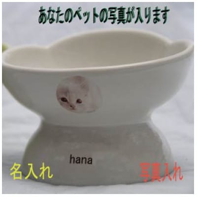 キャットパッド フードボウル(名前、写真入れ) 猫型皿(白)2個 | お礼品