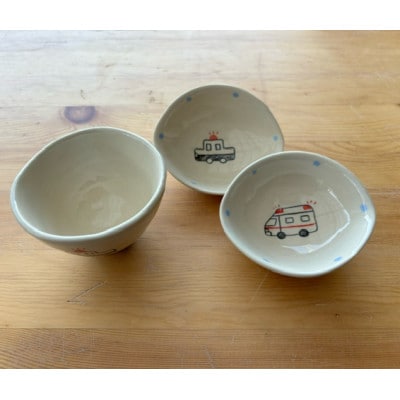 【瀬戸焼】子供用食器セット(パトカー・救急車)贈答品対応