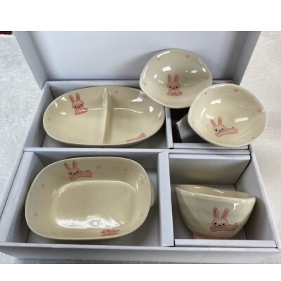 【2024年2月上旬発送】【瀬戸焼】子供用食器セット(うさぎ)贈答品対応