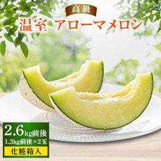 高級　温室アローマメロン(マスクメロン)　2玉　化粧箱入り | ふるさと納税のお礼品