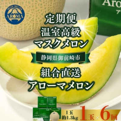 【毎月定期便】【組合直送】静岡が誇る温室高級マスクメロン「アローマメロン」1玉(約1.3kg)全6回