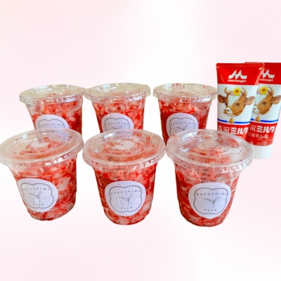 ひんやり甘酸っぱい削りいちご150g×6カップ・練乳2本付き　静岡県産