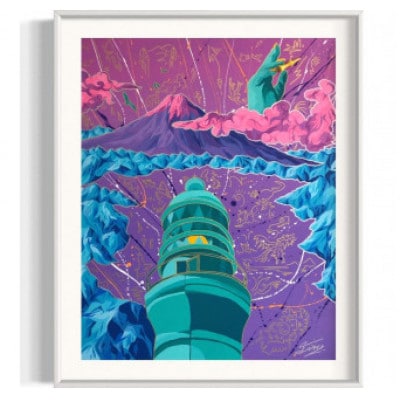世界に一つだけ!アクリル絵画オーダー作品 F6(410mm×318mm)　御前崎の風景　ホワイト額