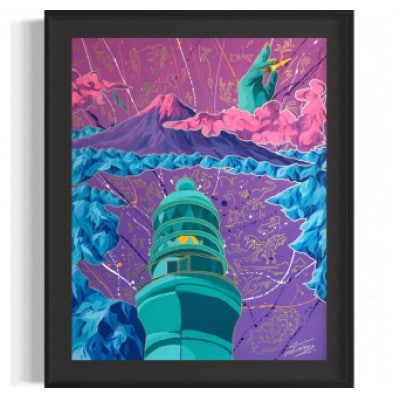 世界に一つだけ!アクリル絵画オーダー作品 F6(410mm×318mm)　御前崎の風景　ブラック額