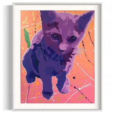 世界に一つだけ!アクリル絵画 オーダー作品 F10(530mm×455mm)動物・ペット　ホワイト額