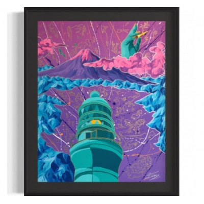 世界に一つだけ!アクリル絵画オーダー作品 F10(530mm×455mm)　御前崎の風景　ブラック額