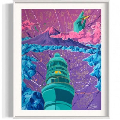 世界に一つだけ!アクリル絵画オーダー作品 F15(652mm×530mm)　御前崎の風景　ホワイト額