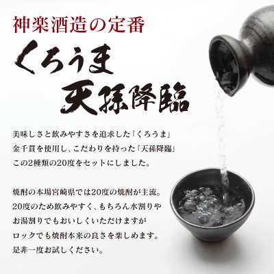 神楽酒造「優等賞連続受賞」ひむかのくろうま・天孫降臨　麦・芋飲み比べ900ml×4本[2288]