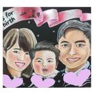 チョークアート似顔絵(A3サイズ)藍染め　肖像画　記念品【EK003】