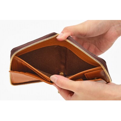 SOMES ラウンド 二つ折り 財布 (ブラウン) WF-17 [12260677-b]  