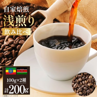 コーヒー豆 自家焙煎 浅煎り 100g 2種 計200g 飲み比べ セット 12260779  ◎