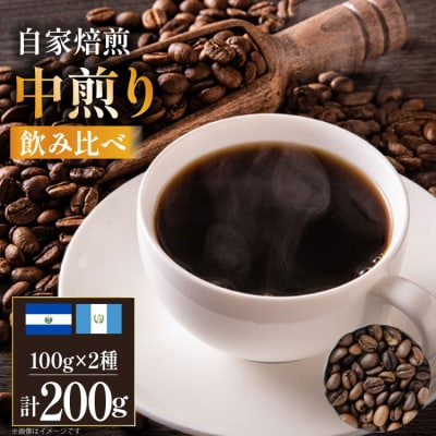 コーヒー豆 自家焙煎 中煎り 100g 2種 計200g 飲み比べ セット [12260780] 