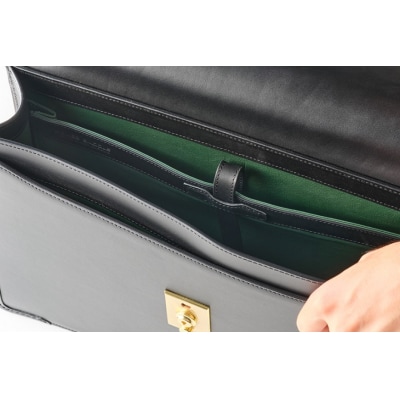 SOMES フラップブリーフケース (ブラック)EX-33 ソメスサドル 12260822-b  