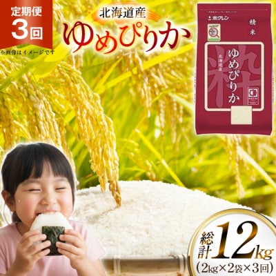 米 令和7年 北海道産 ゆめぴりか 2kg 2袋 計 4kg 3回 定期便 [12260945]
