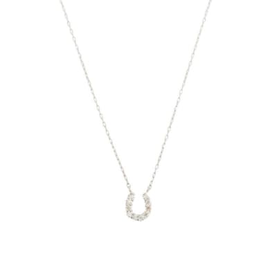 プラチナ製 ハート&キューピッドダイヤ 0.1ct 馬蹄 ペンダントネックレス 【1450602】