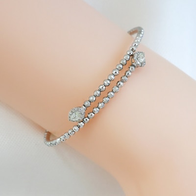 甲府市発 ダイヤモンド ブレスレット プラチナ 0.4ct 形状記憶 [PB-0095-1PTm]