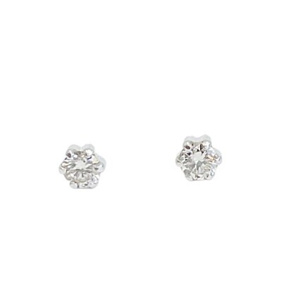 10金ホワイトゴールド製ダイヤモンド1粒スタッドピアス Total 0.10ct 【1449553】