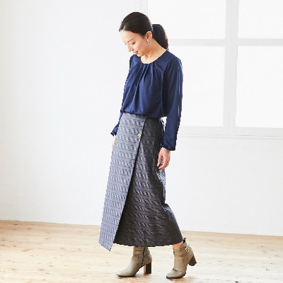 赤ちゃんに優しい秋から春まできれいめ授乳服セット(ネイビー/M)