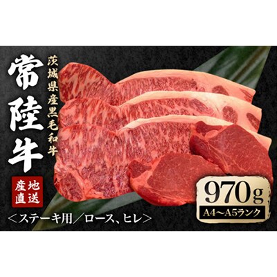 瑞穂農場で育てた常陸牛ロース・ヒレステーキセット　約970g(常陸大宮市)