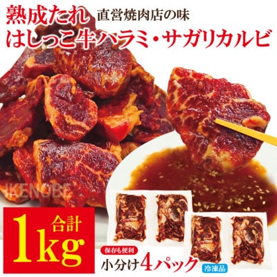 【ふるさと納税】熟成たれはしっこ牛ハラミカルビ1kg(約250g×4パック)冷凍