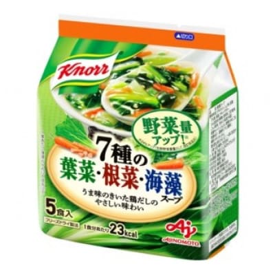 「クノール(R)」7種の葉菜・根菜・海藻スープ5食入袋と海鮮チゲスープ4食入袋の計20個セット