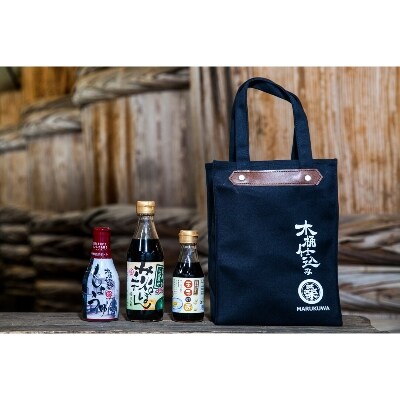 木桶で仕込む地産醤油 しょうゆ・ぽん酢・玉子かけ・トートバッグじゃけーねセット