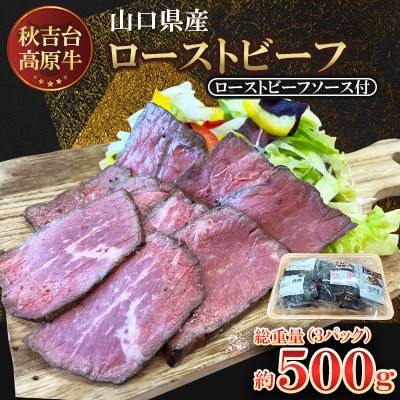 【秋吉台高原牛】もも肉のローストビーフ　3パック合計約500g