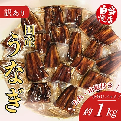 訳あり 国産うなぎ1食パック(合計1kg　山椒付きタレ30個付)