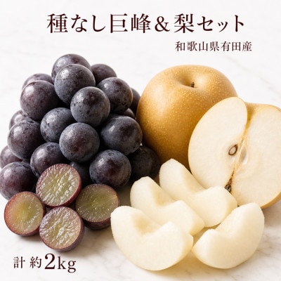 紀州有田産の種なし巨峰と梨セット　計約2kg