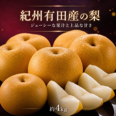 ジューシー果汁の紀州有田産の梨約4kg 　化粧箱入