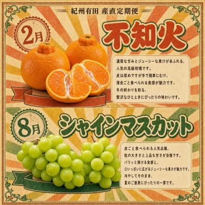 【発送月固定定期便】紀州和歌山産旬のフルーツセット(シャイン・梨・みかん・不知火)全4回