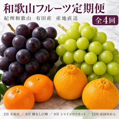 【発送月固定定期便】紀州和歌山産旬のフルーツセット(種なし巨峰・シャイン・みかん・不知火)全4回