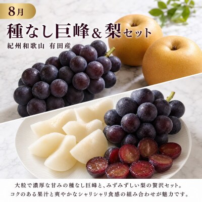 【発送月固定定期便】紀州有田産旬のフルーツセット(種なし巨峰&梨セット・シャインマスカット)全2回