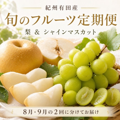 【発送月固定定期便】紀州有田産旬のフルーツセット(梨約2kg・シャインマスカット約2kg)全2回