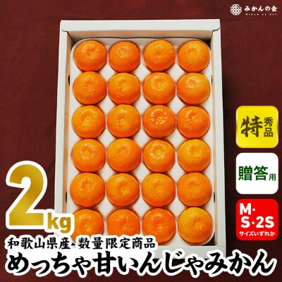 めっちゃ甘いんじゃみかん 糖度12度以上 特秀品 2kg 和歌山県有田産 有田みかん S品 贈答用