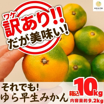 訳あり ゆら早生 みかん 箱込 10kg ( 内容量 9.2kg ) サイズミックス 有田みかん
