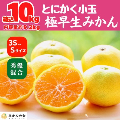 有田みかん小玉【極早生】箱込 10kg (内容量9.2kg) 3S～Sサイズ 秀優品混合