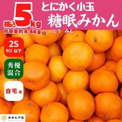 熟成 みかん とにかく 小玉 箱込 5kg (内容量 4.4kg) 2Sサイズ以下 秀優品混合
