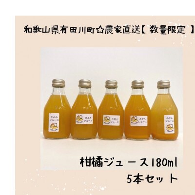 数量限定　有田みかんの産地から届く　果汁100%! 搾りたての柑橘ジュース　180ml×5本