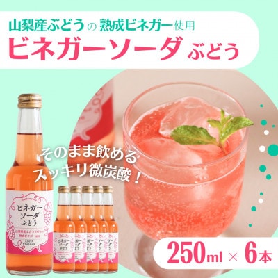 山梨産ぶどう100%の熟成ビネガーで造った!そのまま飲める『ビネガーソーダぶどう6本セット』