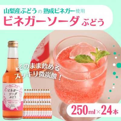 山梨産ぶどう100%の熟成ビネガーで造った!そのまま飲める『ビネガーソーダぶどう24本セット』