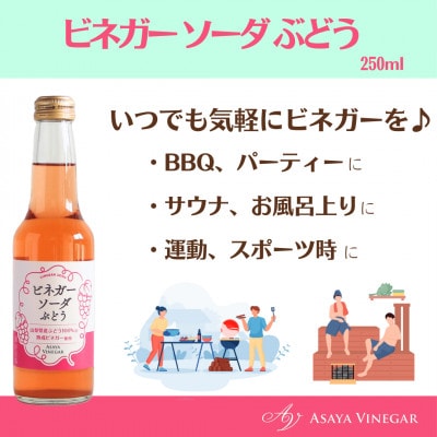 山梨産ぶどう100%の熟成ビネガーで造った!そのまま飲める『ビネガーソーダぶどう24本セット』