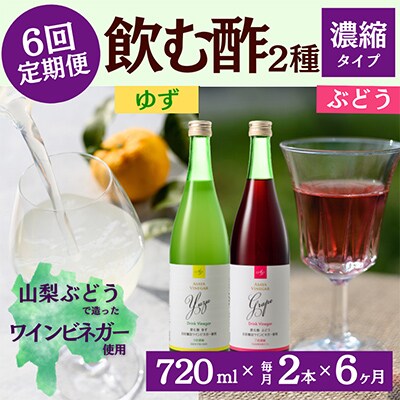 【毎月定期便】飲む酢のイメージを変える!ドリンクビネガー2種〈濃縮タイプ〉720ml×2本全6回