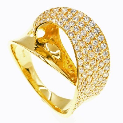 K18 パヴェダイヤモンド　デザインリング　0.7CT　#16